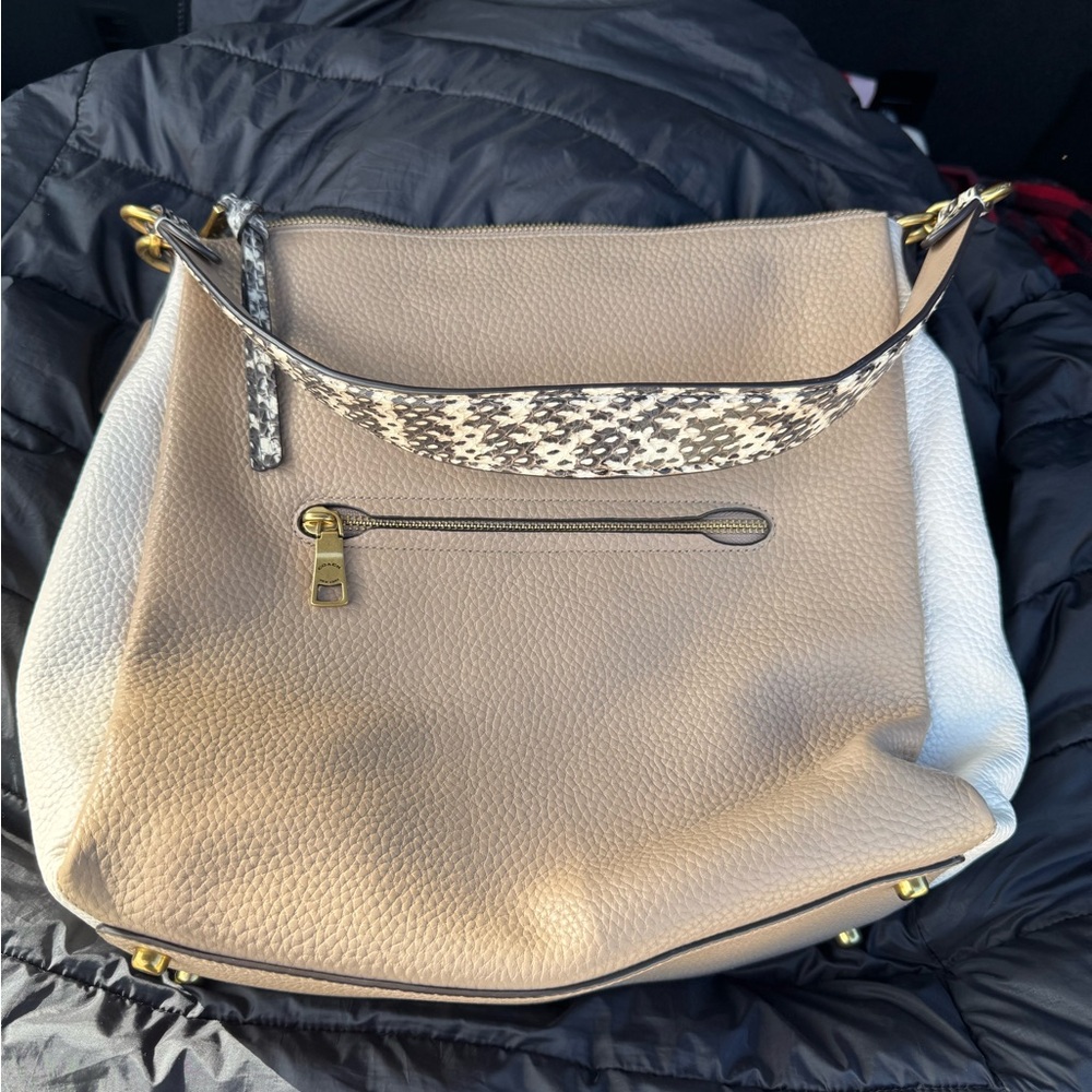 Elegant Tan and White Women's Bag